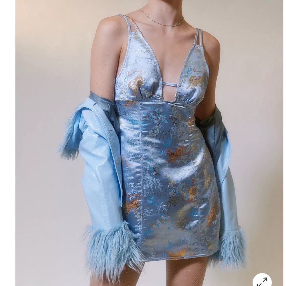 Urban Outfitters UO Cassie Satin Strappy Cut-out Mini Dress